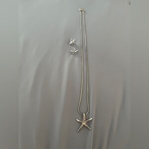 Silver 925  Starfish Necklace and Earring Set